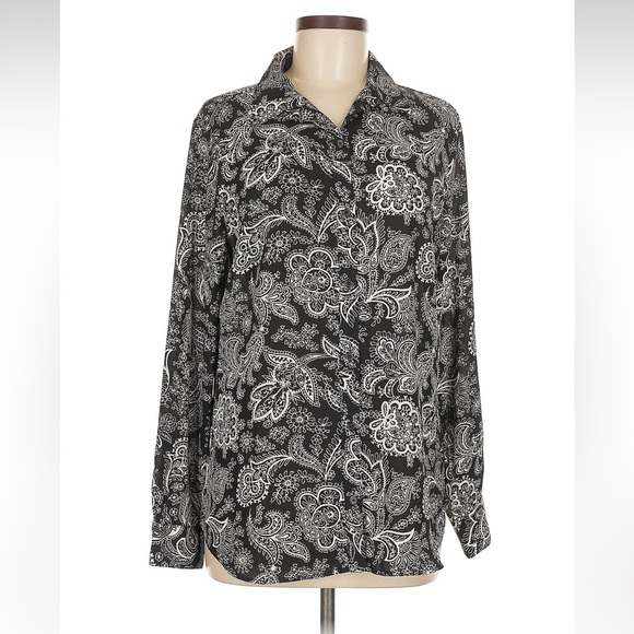 Banana Republic Factory Tops - Excellent cond- Banana Republic Factory Black and White Floral Button Down Shirt